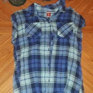 Blue Plaid Short Sleeved Cover Up